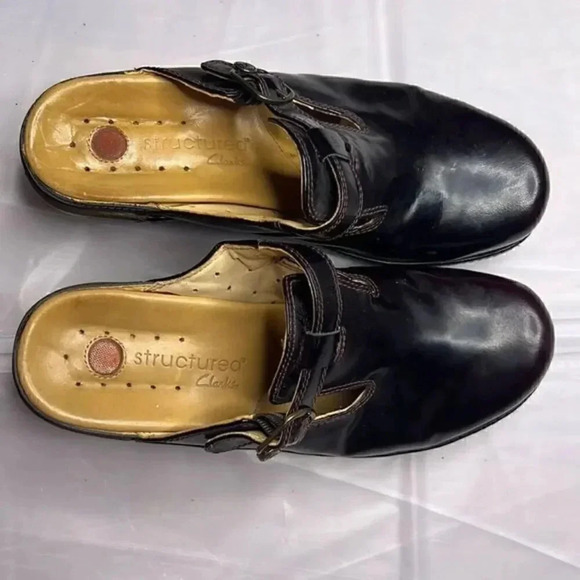 Clarks unstructured leather clogs size 8 1/2 in burgundy - Picture 1 of 6